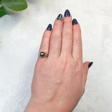 14k White Gold Filigree Deco Style 7.5mm Tahitian Black Pearl Ring 4.25 (#J7564)
