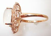 14k Rose Gold 3.83ct Genuine Natural Moonstone Ring with Diamonds (#J3318)
