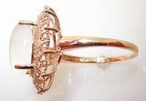14k Rose Gold 3.83ct Genuine Natural Moonstone Ring with Diamonds (#J3318)