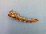 Chinese Posy Pin with Turquoise and Coral Cabochon (#J1239)