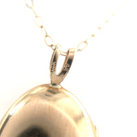 14k Yellow Gold Very Small Oval Locket Engraved Flower with Chain (#J6523)