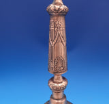 Russian Silver Candlestick Pair with Swags Ribbons Copper Plated (#8300)