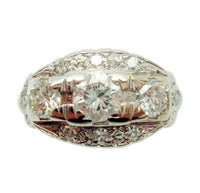 14k White Gold Vintage 1 Carat Genuine Natural Diamond Cocktail Ring (#J2874)