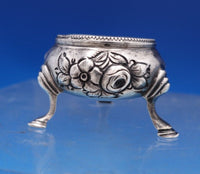 Charles Boyton English Victorian Sterling Silver Salt Cellar Flowers Lion #7391