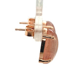 14k Rose Gold Stud Earrings w/ 7.72 Carats TW Genuine Natural Sunstones (#J7538)
