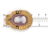 Victorian 14k Yellow Gold Genuine Natural Agate Cameo Pin / Pendant (#J6192)