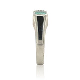 14k White Gold Genuine Natural Emerald Diamond 3-Stone Ring w/GIA Report #J6810