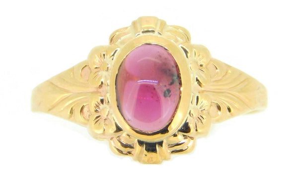 10k Gold .92ct Oval Genuine Natural Cabochon Garnet Ring (#J4116)