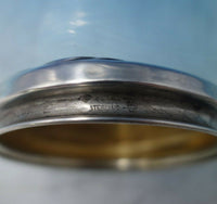 Sterling Silver Cut Crystal Enamel Dresser Jar Deco Style 4 1/4" x 3" (#6050)