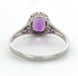 18k White Gold 1.21 Carat Genuine Natural Amethyst Filigree Ring 7.5 (#J7443)