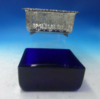 Wilkens German .800 Silver Serving Bowl Square w/Blue Cobalt Liner c1920 (#5929)