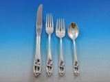 Silver Iris by International Sterling Silver Flatware Set for 6 Service 36 pcs