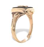 10k Yellow Gold Genuine Natural Black Onyx Signet Initial "I" Ring 8.5 (#J7411)