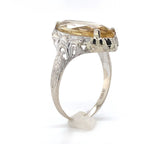 10k Gold Filigree Ring with Marquise 4.51 Carat Genuine Natural Citrine (#J6410)