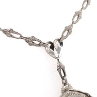 14k White Gold Filigree Genuine Natural Rock Crystal Diamond Necklace (#J6502)
