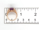 14k Rose Gold Ring with Genuine Natural Amethyst and Flowers Size 5 (#J6904)