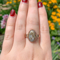 10k Rose Gold 5.10 Carat Genuine Natural Gold Vein Quartz Ring Size 9.25 #J6936