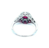 18k White Gold Art Deco Filigree .46ct Genuine Natural Ruby Ring (#J5265)