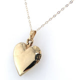14k Yellow Gold Heart Locket Pendant with Engraved Hearts Jewelry (#J6229)