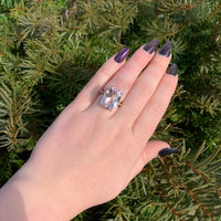 14k White Gold Large 10.85 Carat Genuine Natural Morganite Ring (#J6548)