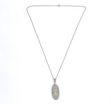 14k Gold Art Deco Genuine Natural Rock Crystal Quartz Filigree Pendant (#J6275)