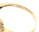 Vintage 14k Yellow Gold Genuine Natural Turquoise Ring with Birds 8.25 (#J5225)