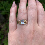 10k Yellow Gold Ring with 1.15ct Oval Genuine Natural Aquamarine w/Leaves #J6767