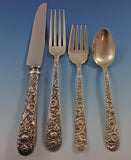 Repousse by Kirk Sterling Silver Flatware Set For 8 Service 54 Pieces