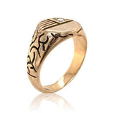 14k Gold Men's Vintage Signet Ring with Genuine Natural Diamond Accent (#J6638)