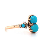 10k Rose Gold Victorian Turquoise / Glass and Seed Pearl Ring Jewelry (#J5620)
