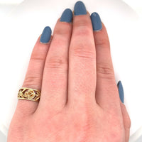 14k Yellow Gold Band with Pierced Roses Size 5.75 (#J5557)