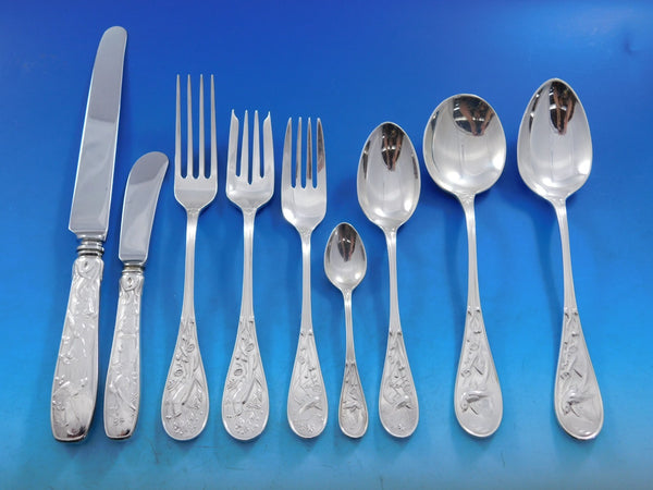 Audubon by Tiffany Sterling Silver Flatware Set for 12 Service 115 pcs Birds