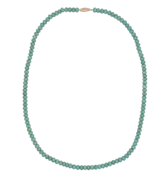 5mm Strand of Patagonia Genuine Natural Turquoise Beads Necklace 19" (#J6759)