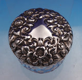 Sterling Silver and Cut Glass Dresser Jar with Repoussed Flowers (#9241)