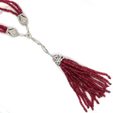 14k White Gold 163 Carats Genuine Natural Ruby Bead Necklace (#J5340)