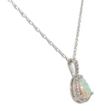 Platinum .43ct Pear Shape Australian Genuine Natural Opal Diamond Pendant #J7451