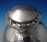 English Sterling Silver Dresser Jar Hand Hammered with Cut Crystal (#5480)