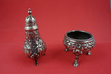 Repousse by Kirk Sterling Silver Salt Dip 2" X 2" & Pepper Shaker 3 1/2" Set