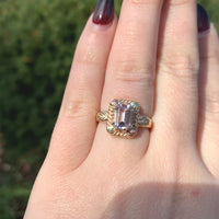 10k Tri-Color Gold Ring with 1.06 Carat Pink Genuine Natural Morganite (#J6465)