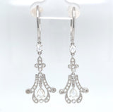 18k Gold Rose Cut 1 Carat Genuine Natural Diamond Dangle Drop Earrings (#J6263)
