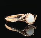 14k Rose Gold Genuine Natural Australian Opal and Diamond Ring Size 7 (#J7489)