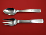 Maciel Mexican Mexico Sterling Silver Salad Serving Set 2pc plain heavy 10 3/4"