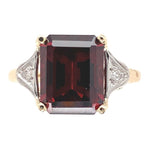 10k Yellow Gold 3.86 Carat Emerald Cut Genuine Natural Garnet Ring (#J6554)