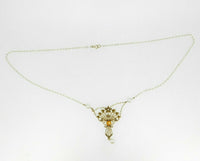12k Yellow Gold Victorian Citrine and Pearl Large Lavaliere Pendant (#J4621)