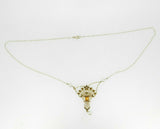 12k Yellow Gold Victorian Citrine and Pearl Large Lavaliere Pendant (#J4621)