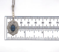 10k White Gold Filigree Art Deco Pendant with Original Paperclip Chain (#J6201)