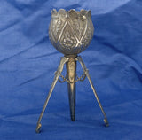 English 1867 Sterling Tussie Mussie with Tripod Base Hand Chased (#J7458)