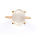 14k Yellow Gold 3.62 Carat Oval Cat's Eye Genuine Natural Moonstone Ring #J6463