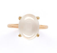 14k Yellow Gold 3.62 Carat Oval Cat's Eye Genuine Natural Moonstone Ring #J6463