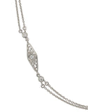 950 Platinum Double Chain Necklace w/ Genuine Diamond Filigree Links 18" #J7394
